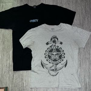 Lot of 2 OBEY Mens T Shirts Size LARGE